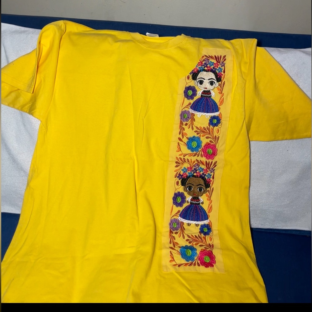 Yellow Women Shirt with Colorful Embroidery